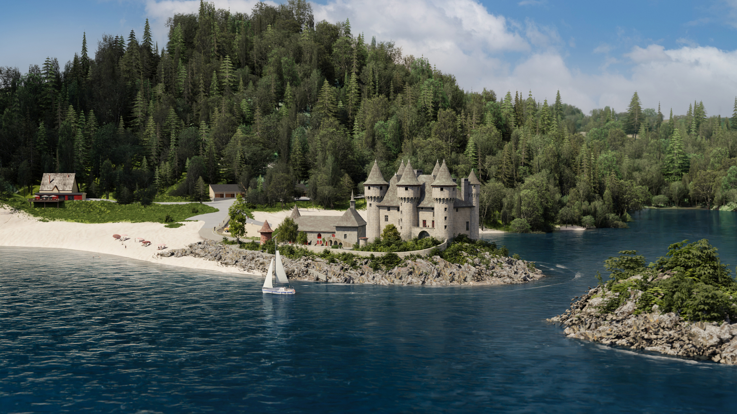Modélisation 3D d’un château dans un environnement paysager